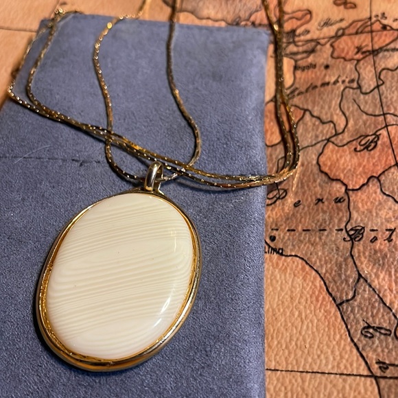 Napier Gold Necklace with White Mahogany Pendant - Picture 2 of 4